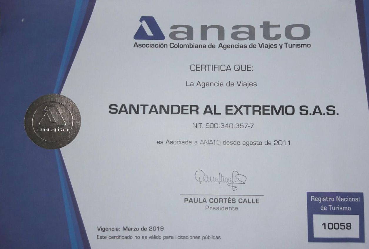 Certificado Agencia ANATO